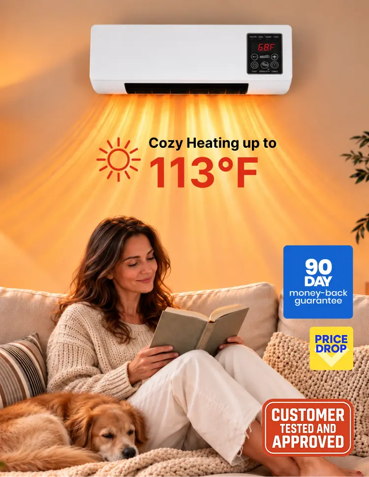 Cozy Cove Pro wall heater warming a living room